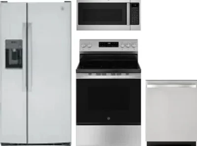4 Piece Package Includes Refrigerator, Range, Microwave And Dishwasher