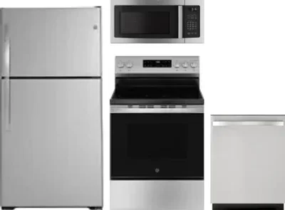 4 Piece Package Includes Refrigerator, Range, Microwave And Dishwasher