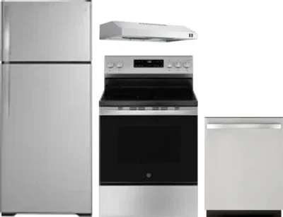 4 Piece Package Includes Refrigerator, Range, Hood And Dishwasher