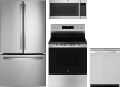4 Piece Package Includes Refrigerator, Range, Microwave And Dishwasher