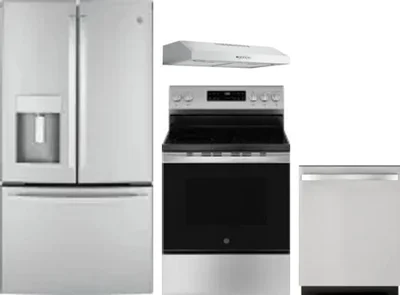 4 Piece Package Includes Refrigerator, Range, Hood And Dishwasher