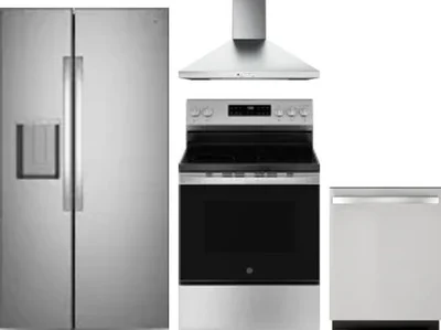 4 Piece Package Includes Refrigerator, Range, Hood And Dishwasher