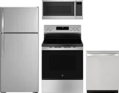 4 Piece Package Includes Refrigerator, Range, Microwave And Dishwasher