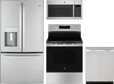 4 Piece Package Includes Refrigerator, Range, Microwave And Dishwasher