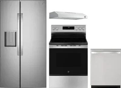 4 Piece Package Includes Refrigerator, Range, Hood And Dishwasher