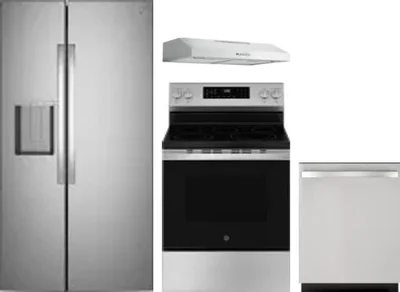 4 Piece Package Includes Refrigerator, Range, Hood And Dishwasher