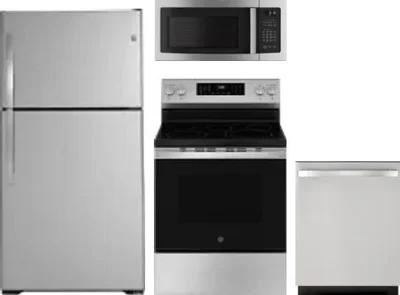 4 Piece Package Includes Refrigerator, Range, Microwave And Dishwasher