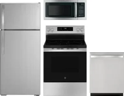 4 Piece Package Includes Refrigerator, Range, Microwave And Dishwasher