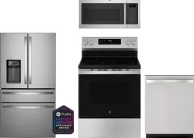 4 Piece Package Includes Refrigerator, Range, Microwave And Dishwasher
