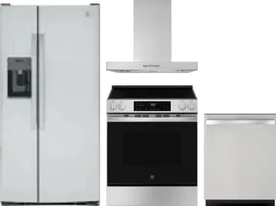 4 Piece Package Includes Refrigerator, Range, Hood And Dishwasher