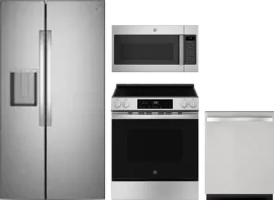 4 Piece Package Includes Refrigerator, Range, Microwave And Dishwasher