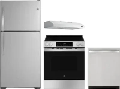 4 Piece Package Includes Refrigerator, Range, Hood And Dishwasher