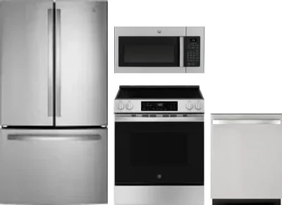 4 Piece Package Includes Refrigerator, Range, Microwave And Dishwasher