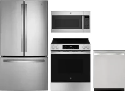 4 Piece Package Includes Refrigerator, Range, Microwave And Dishwasher