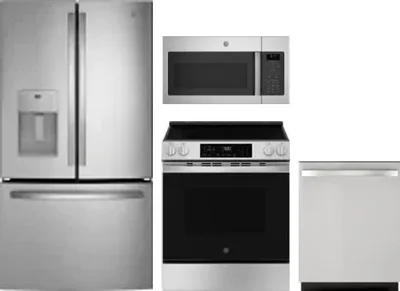 4 Piece Package Includes Refrigerator, Range, Microwave And Dishwasher