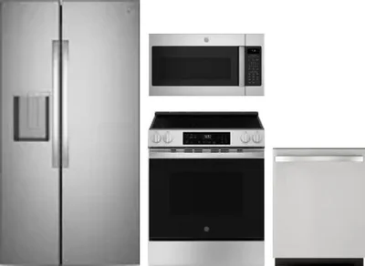 4 Piece Package Includes Refrigerator, Range, Microwave And Dishwasher