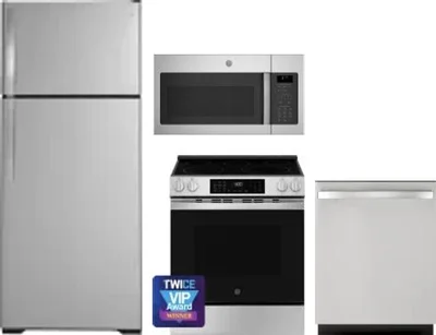 4 Piece Package Includes Refrigerator, Range, Microwave And Dishwasher