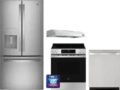 4 Piece Package Includes Refrigerator, Range, Hood And Dishwasher