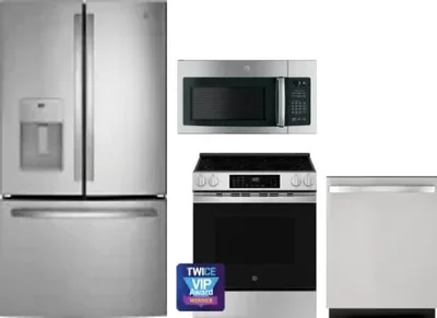 4 Piece Package Includes Refrigerator, Range, Microwave And Dishwasher