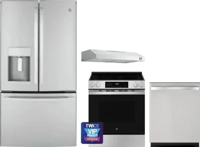 4 Piece Package Includes Refrigerator, Range, Hood And Dishwasher