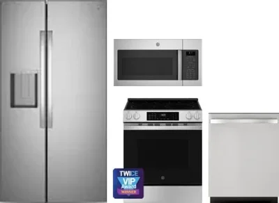 4 Piece Package Includes Refrigerator, Range, Microwave And Dishwasher