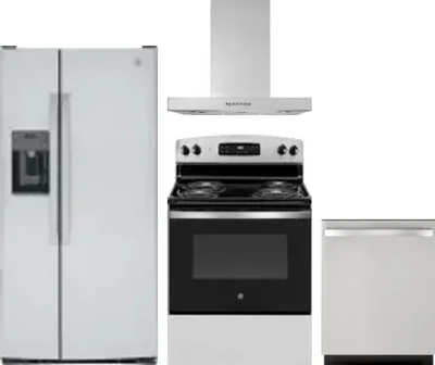 4 Piece Package Includes Refrigerator, Range, Hood And Dishwasher
