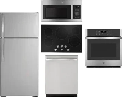 5 Piece Package Includes Refrigerator, Cooktop, Wall Oven, Microwave And Dishwasher