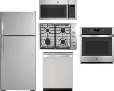 5 Piece Package Includes Refrigerator, Cooktop, Wall Oven, Microwave And Dishwasher