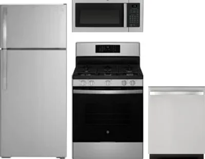 4 Piece Package Includes Refrigerator, Range, Microwave And Dishwasher