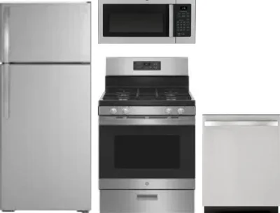 4 Piece Package Includes Refrigerator, Range, Microwave And Dishwasher
