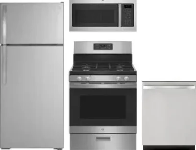 4 Piece Package Includes Refrigerator, Range, Microwave And Dishwasher