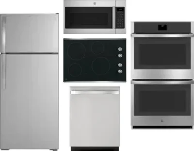 5 Piece Package Includes Refrigerator, Cooktop, Wall Oven, Microwave And Dishwasher