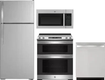 4 Piece Package Includes Refrigerator, Range, Microwave And Dishwasher
