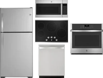 5 Piece Package Includes Refrigerator, Cooktop, Wall Oven, Microwave And Dishwasher