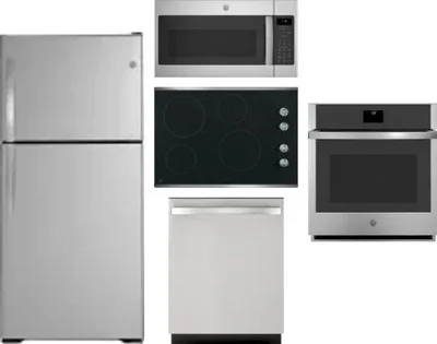 5 Piece Package Includes Refrigerator, Cooktop, Wall Oven, Microwave And Dishwasher