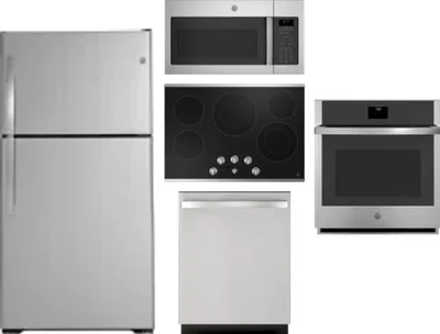 5 Piece Package Includes Refrigerator, Cooktop, Wall Oven, Microwave And Dishwasher