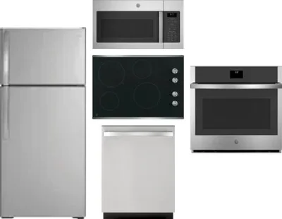 5 Piece Package Includes Refrigerator, Cooktop, Wall Oven, Microwave And Dishwasher