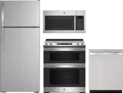 4 Piece Package Includes Refrigerator, Range, Microwave And Dishwasher