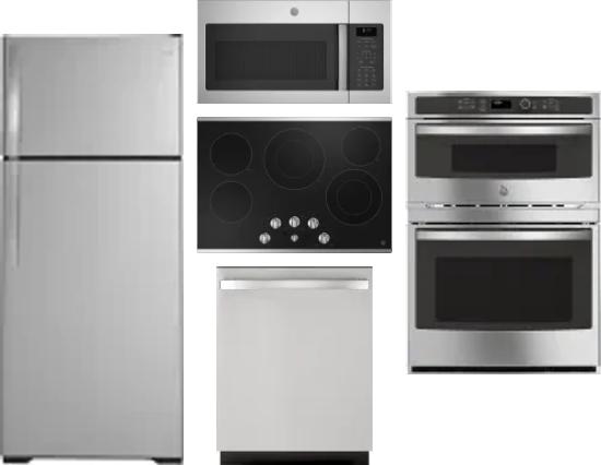 5 Piece Package Includes Refrigerator, Cooktop, Wall Oven, Microwave And Dishwasher