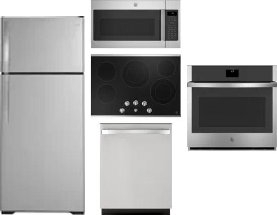 5 Piece Package Includes Refrigerator, Cooktop, Wall Oven, Microwave And Dishwasher