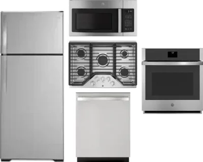 5 Piece Package Includes Refrigerator, Cooktop, Wall Oven, Microwave And Dishwasher
