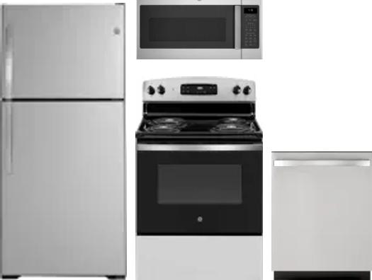 4 Piece Package Includes Refrigerator, Range, Microwave And Dishwasher