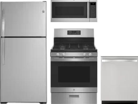 4 Piece Package Includes Refrigerator, Range, Microwave And Dishwasher