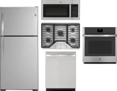 5 Piece Package Includes Refrigerator, Cooktop, Wall Oven, Microwave And Dishwasher