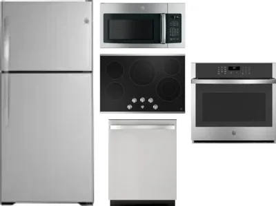 5 Piece Package Includes Refrigerator, Cooktop, Wall Oven, Microwave And Dishwasher
