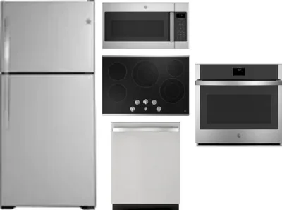 5 Piece Package Includes Refrigerator, Cooktop, Wall Oven, Microwave And Dishwasher