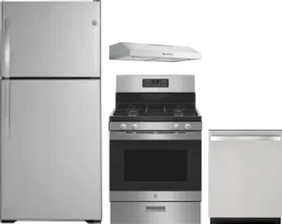 4 Piece Package Includes Refrigerator, Range, Hood And Dishwasher
