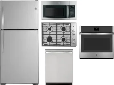 5 Piece Package Includes Refrigerator, Cooktop, Wall Oven, Microwave And Dishwasher