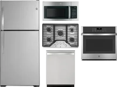 5 Piece Package Includes Refrigerator, Cooktop, Wall Oven, Microwave And Dishwasher