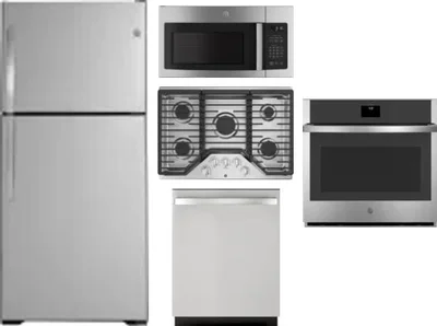 5 Piece Package Includes Refrigerator, Cooktop, Wall Oven, Microwave And Dishwasher